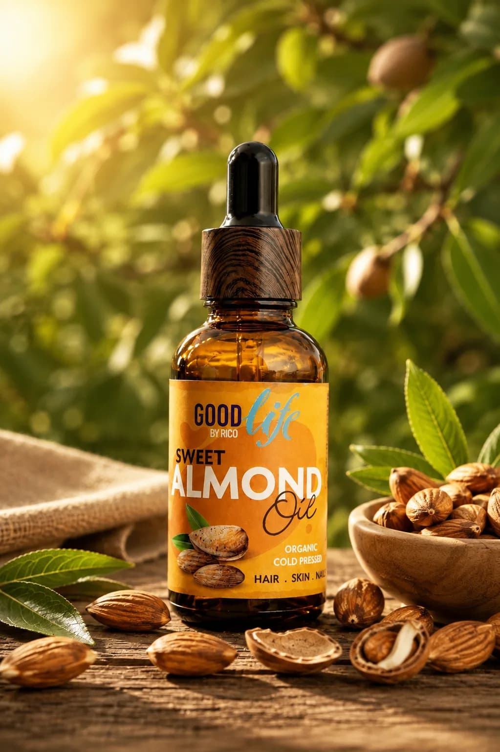 Organic Cold Pressed Sweet Almond Oil (30 ml) | 100% Pure Sweet Almond Oil for Hair, Skin & Nails